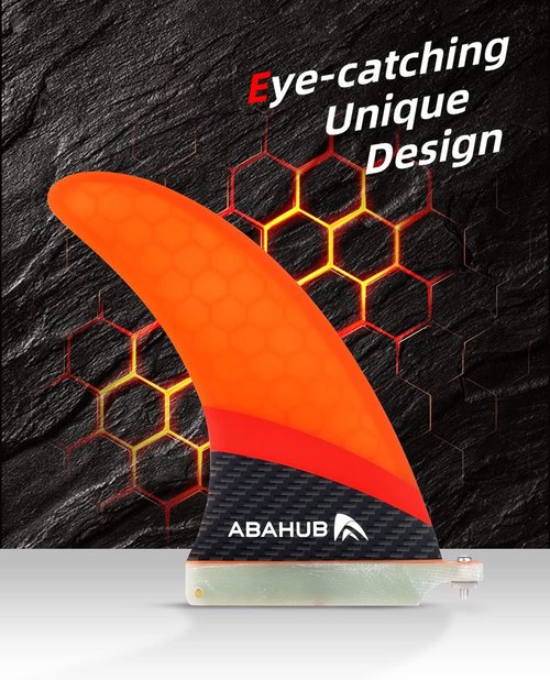 Abahub 8'' SUP Replacement Fin - Fiberglass Reinforced Center Fin with No Tool Screw | Black/Blue/White