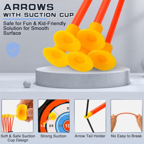 Handwell LED Light Up Bow and Arrow Set - Archery Toy for Kids with 10 Suction Cup Arrows & Target | Ages 3-12