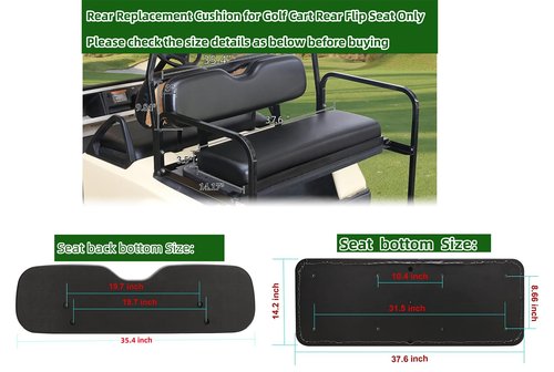Dr.Acces Golf Cart Replacement Rear Seats Universal Rear Cushions for Club Car EZGO Yamaha Cushion Back Seat Dedicated for Flip Rear Seats (Black)