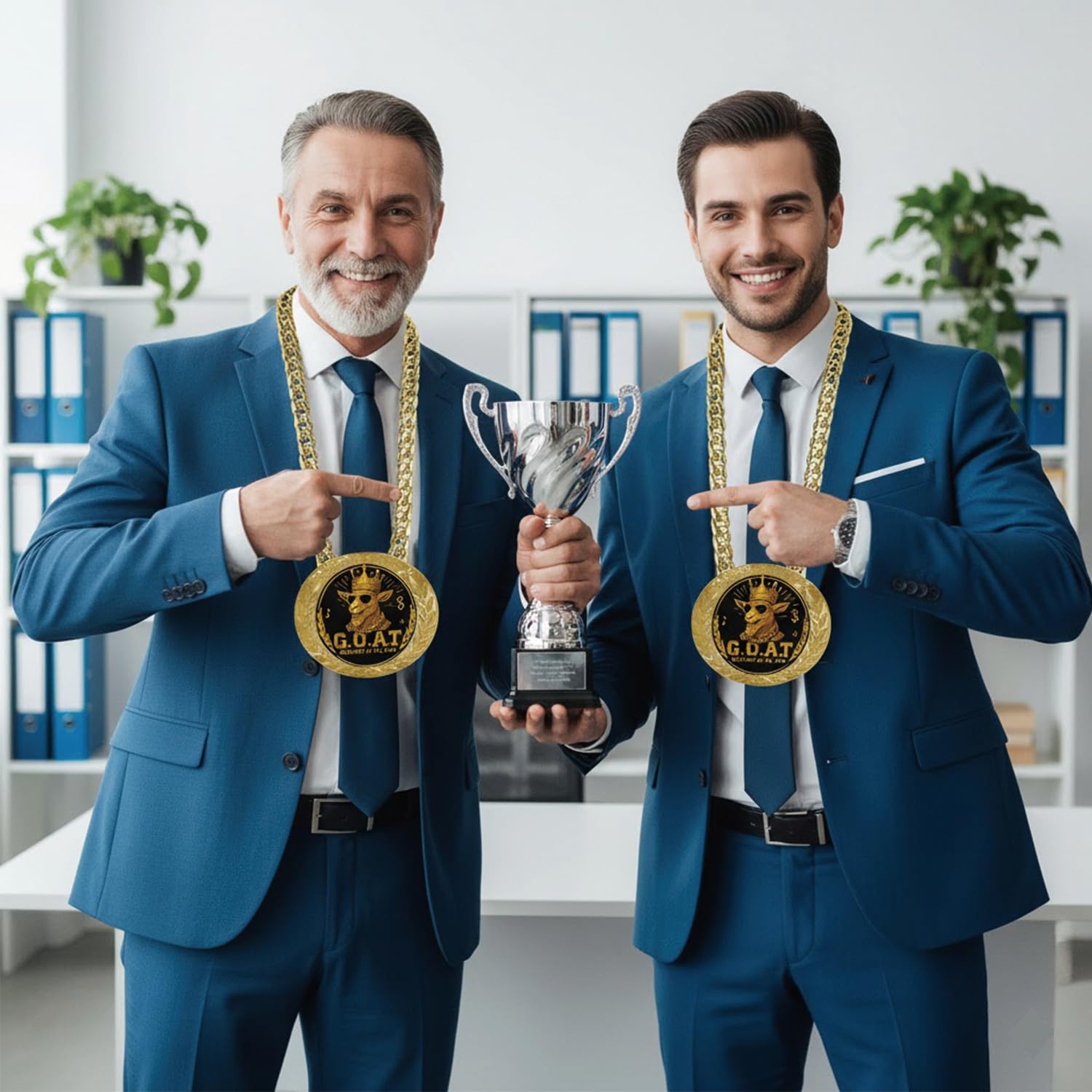 Bambluby 6" GOAT Medal Champion Chain – Sports Award Medal for Football, Soccer, Basketball, Funny Winner Trophy for Kids and Adults (G.O.A.T)
