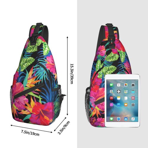 Tropical Hawaiian Flower Sling Bag Crossbody Travel Hiking Chest Backpack Shoulder Daypack for Men Women