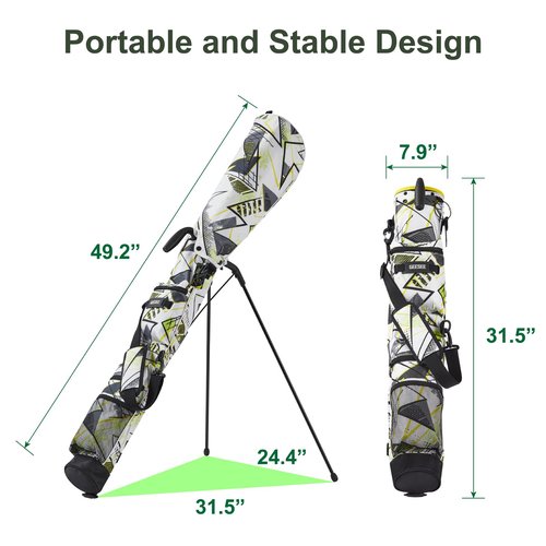 Lightweight Golf Stand Bag with 2-Way Dividers, Junior Easy-to-Carry Par 3 Golf Bag, Pitch n Putt Golf Bag with Multiple Pockets for Accessories