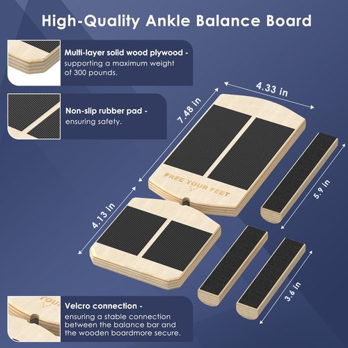 YDMADE Ankle Balance Board - Non-Slip Balance Board for Physical Therapy, Fast Injury Recovery & Core Strength - 300lbs Capacity - Ideal for Athletes, Seniors & Home Use