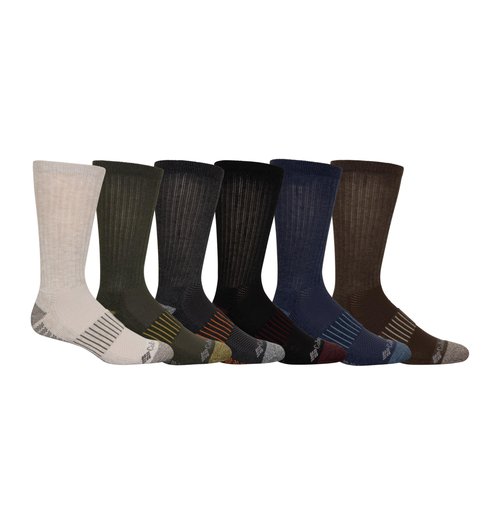 Columbia Pique Footbed Crew Socks, Black, One Size, 6 Pair