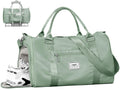 FIORETTO Womens Gym Tote Duffle Bag with Wet Pocket & Shoe Compartment, Sports Duffel Overnight Weekender Hospital Workout Carry on Bag for Girls, Ideal for Travel, Swimming, Dance, Ballet Celadon