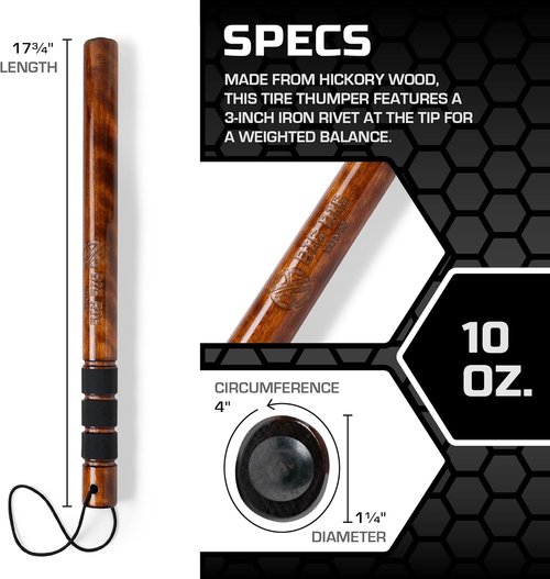Big Rig Defense Hickory Stick Tire Thumper - Self Defense Bat for Truckers | Weighted Baton with Extra Grip