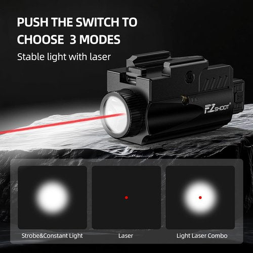 EZshoot Pistol Light Laser Combo - 1000 Lumens Rechargeable Gun Light with Red Laser Beam | Compatible with Glock & Picatinny Rail