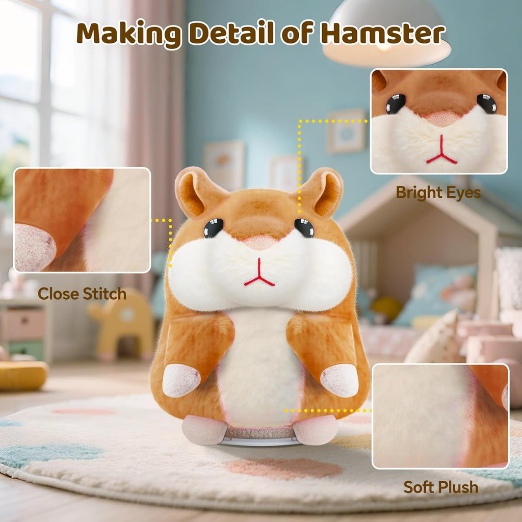 SANJOIN Talking Hamster Toy - Interactive Plush Repeater for Kids Ages 2-8 | Perfect Birthday Gift (Brown)