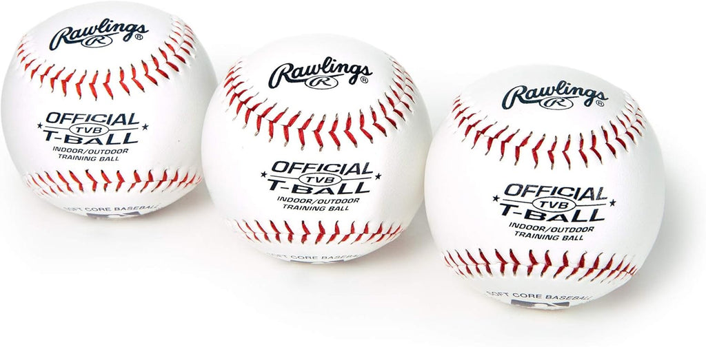 Rawlings Official T-Balls - Youth 6U | 3 Count | Sponge Rubber Core for Indoor/Outdoor Play