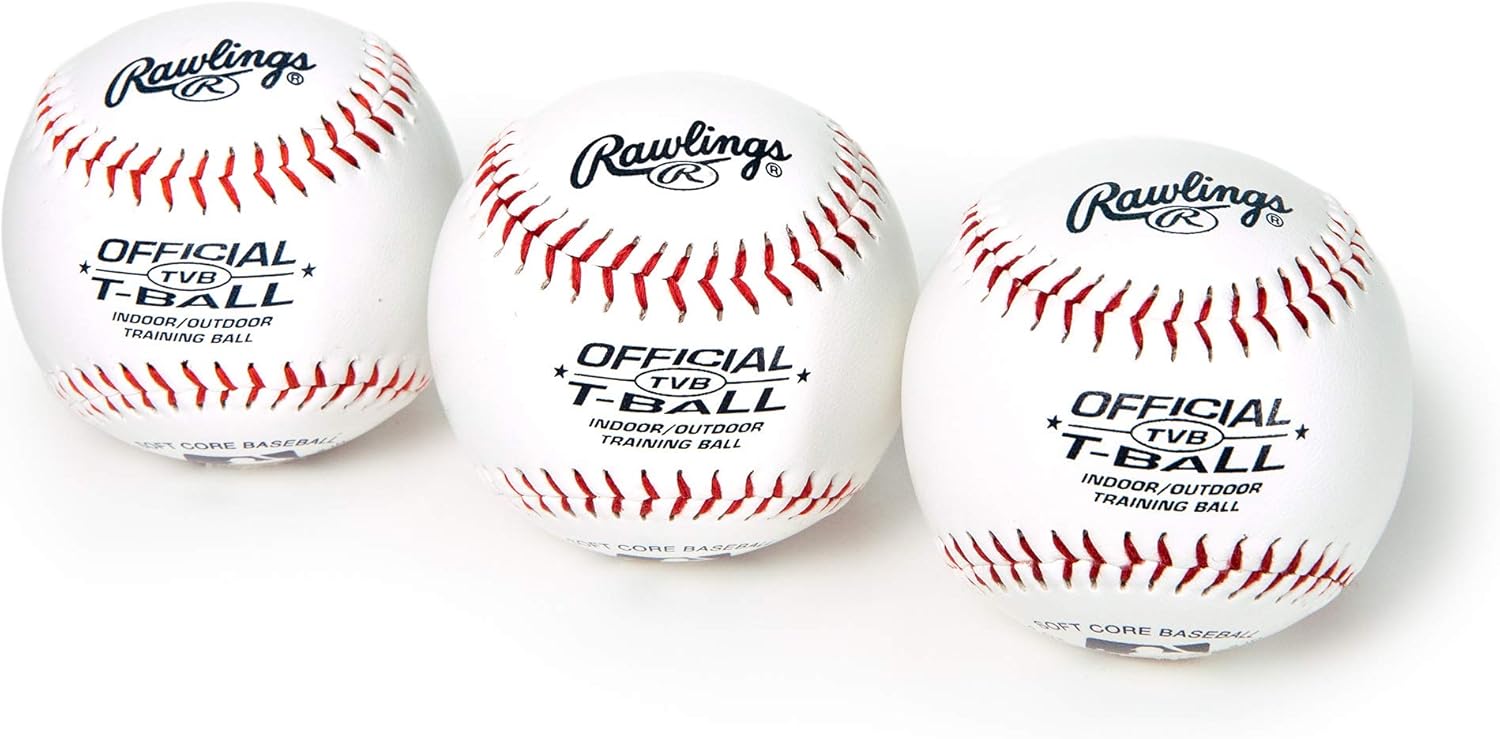 Rawlings Official T-Balls - Youth 6U | 3 Count | Sponge Rubber Core for Indoor/Outdoor Play
