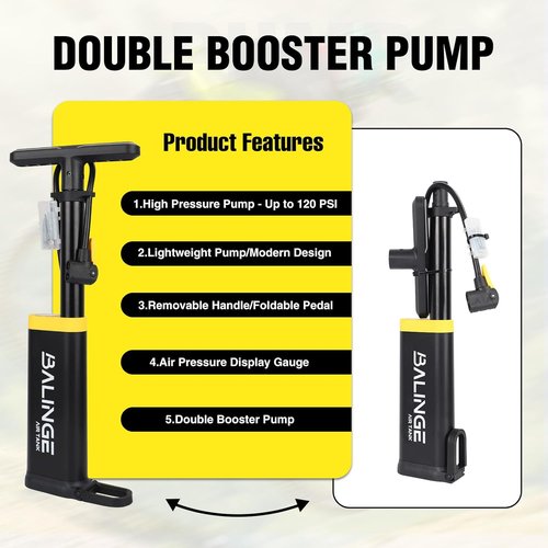 High-Pressure Portable Tire Pump by [Brand Name] - Up to 120 PSI, Ergonomic Design, Fits Presta & Schrader Valves