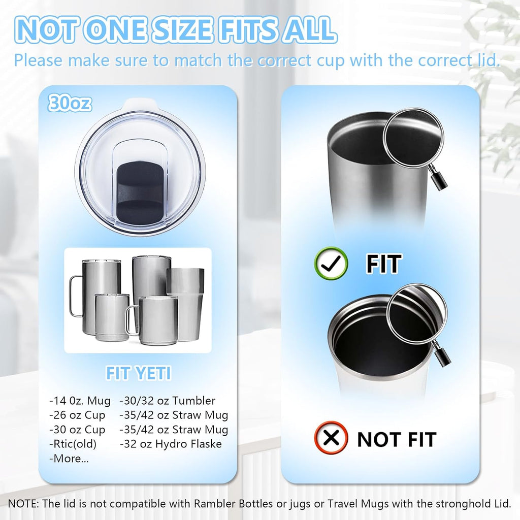 YETI Magnetic Slider Replacement Lids - 3 Pack for 30/32 oz Tumblers & 14 oz Mugs | BPA Free, Spill-Proof