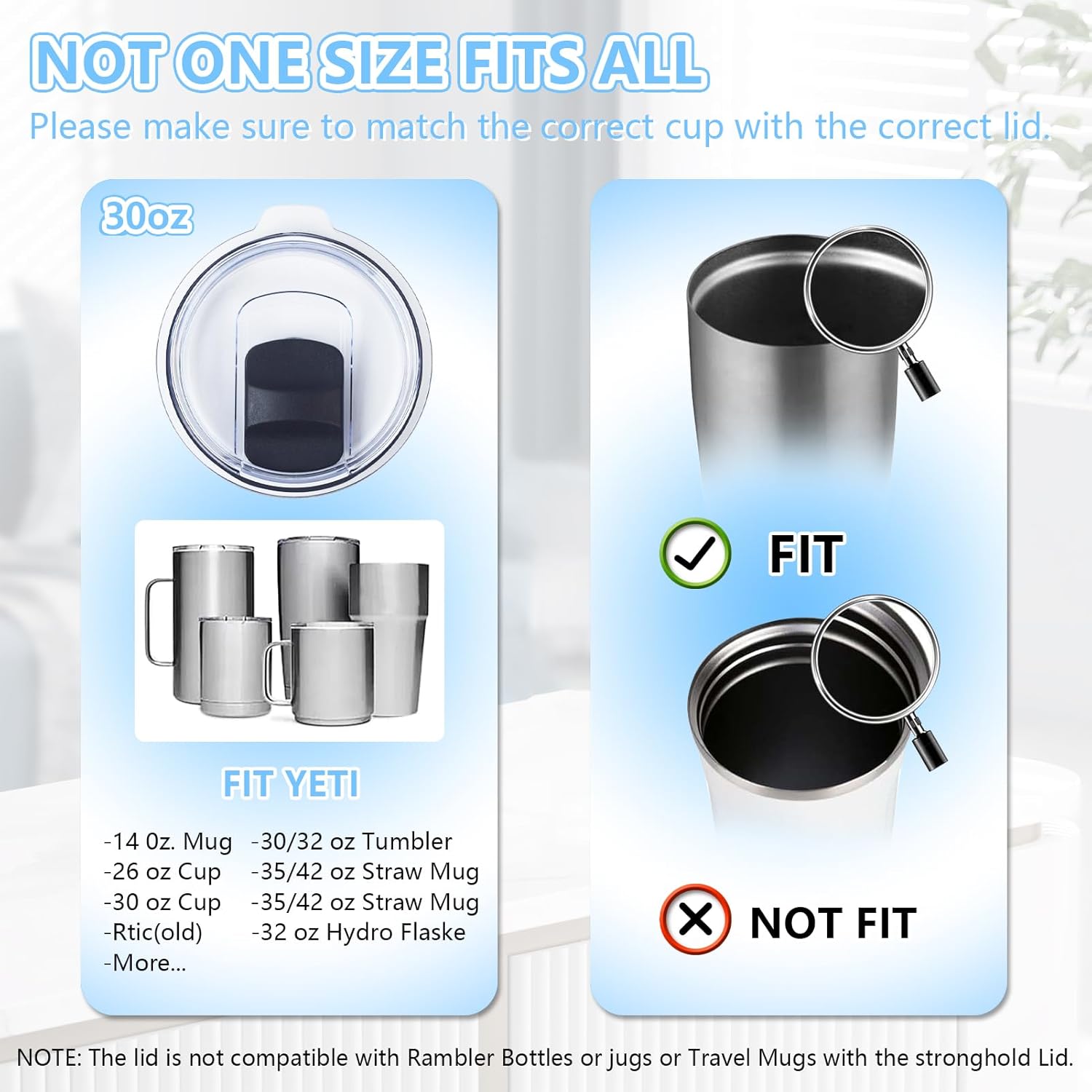 YETI Magnetic Slider Replacement Lids - 3 Pack for 30/32 oz Tumblers & 14 oz Mugs | BPA Free, Spill-Proof