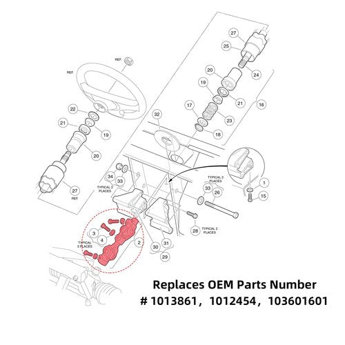 Roykaw Golf Cart Intermediate Steering Joint Shaft Knuckle Replacement for Club Car DS 1984-up Gas & Electric Models,OEM# 1013861, 1012454, 103601601
