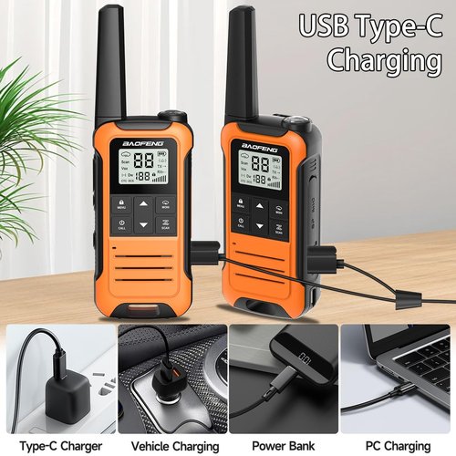Walkie Talkies Long Range for Adult, Rechargeable Walkie Talkies 4 Pack Baofeng F22 Portable FRS Two Way Radio with 1400mAh Battery USB-C Charger Flashlight NOAA Weather Radio for Camping Hunting Gear