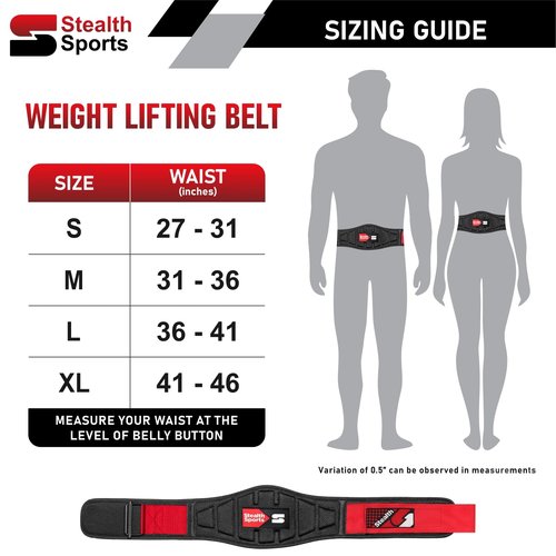 Stealth Sports Weight Lifting Belt – 6.5” Back Support Padded Workout Belt Auto Lock Buckle – Neoprene Gym Belt Men Women – Fitness Bodybuilding Training Deadlift Squats Weightlifting Belt (S)