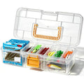 Clear 2-Layer Fishing Tackle Box Organizer with Tray and Locking Latch