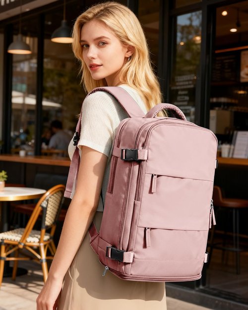coofay Personal Item Travel Backpack for Women Airline Approved Carry on Backpack Flight Approved Waterproof Sports Luggage Backpack Casual Daypack Small Hiking Backpack Pink Backpack