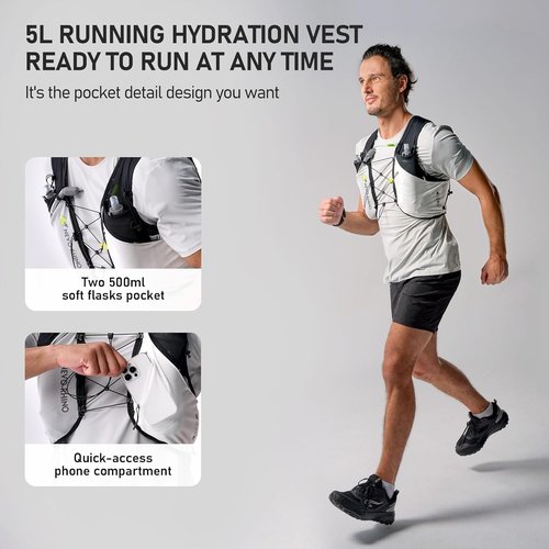 N NEVO RHINO Running Vest - Lightweight Hydration Pack with Dual 500ml Flasks | Adjustable for Men & Women
