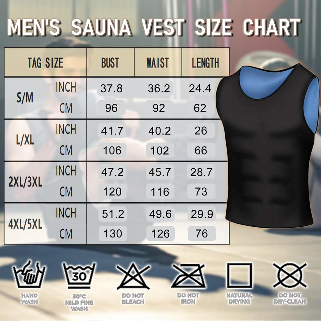 Skiennix Sauna Vest for Men - Sleeveless Waist Trainer Compression Tank Top for Enhanced Sweating
