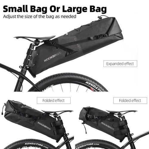 ROCKBROS Bikepacking Bag Waterproof Bike Saddle Bag Large Capacity Bikepacking Seat Bag Road Mountain Bike Seat Bag Max 14L