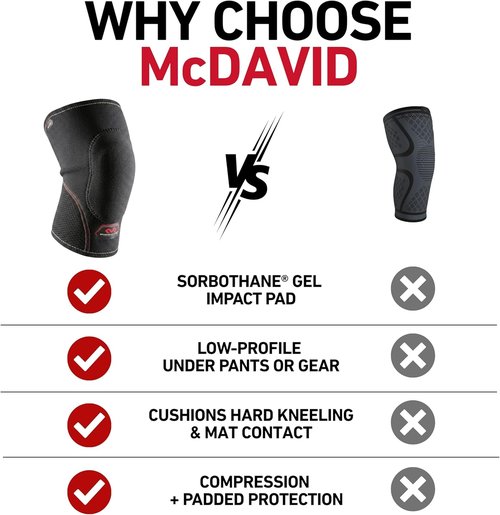 McDavid Knee Pad - Thick Gel Insert for Impact Absorption | Compression Sleeve for Sports - Left/Right Knee