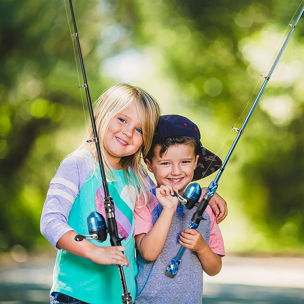 PLUSINNO Kids Fishing Pole - Telescopic Spincast Rod Combo for Boys, Girls & Adults - Complete Kit