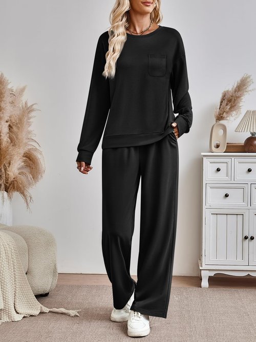 AUTOMET Womens Sweatsuits 2 Piece Lounge Matching Outfits Sweat Sets Tracksuit Travel Sweatshirts Fall Fashion Clothes 2026 Comfy Loungewear Pajamas Soft Pjs Black L