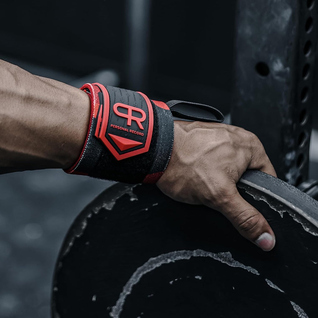 PR Personal Record Heavy Duty Wrist Wraps - Enhanced Elasticity & Reinforced Stitching | Extra Wide Strap