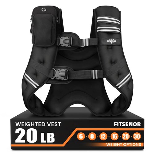 FITSENOR Running Vests, 20lb Weight Vest for Man, High-performance Weighted Vest, Weight Vests with Reflective Stripe and Double Adjustable Buckle, Bodyweight Training, Muscle Building, Rucking, Hiking