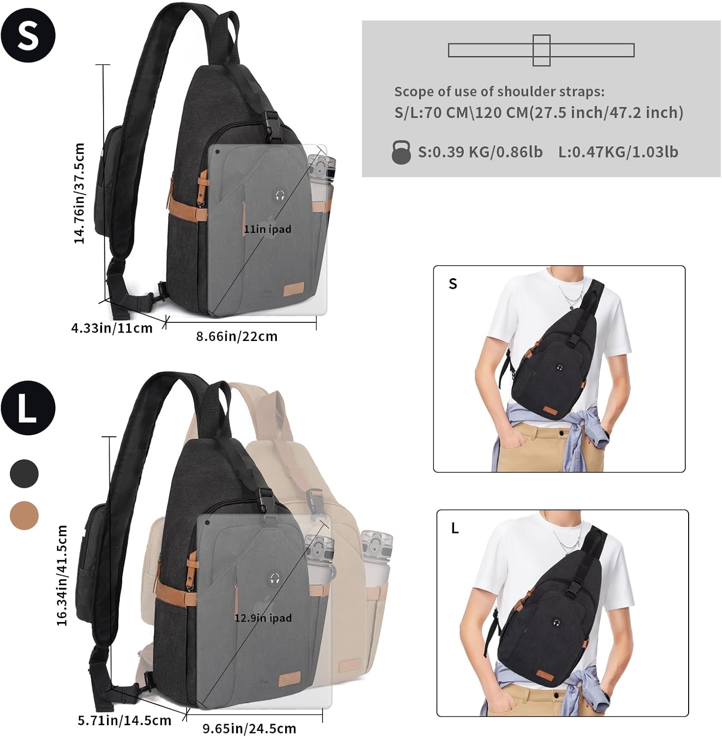 OSOCE Sling Bag for Men - Anti-Theft Crossbody Backpack | Waterproof Canvas for Travel & Hiking