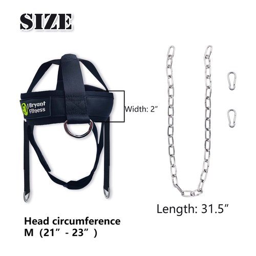J Bryant Neck Harness Head Weight Lifting with Chain Adjustable Strap Neck Exercise Equipment