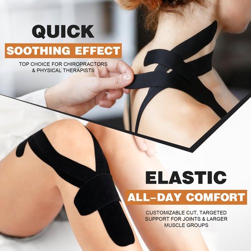 (2in X 131ft) TEAWO Kinesiology Tape Bulk Roll, Waterproof Hypoallergenic Latex-Free Sports Tape, Muscle & Joint Support for Athletes, Free Cut with Bonus Specialized Scissors (Beige)