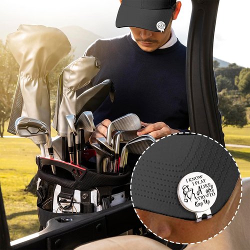 Hafhue I Know I Play Like A Girl Try to Keep Up Golf Ball Marker with Magnetic Hat Clip, Golf Gifts for Women Men, Golf Accessories for Women Men, Great Gift for Golfer, Golf Gift for Mom, Grandma