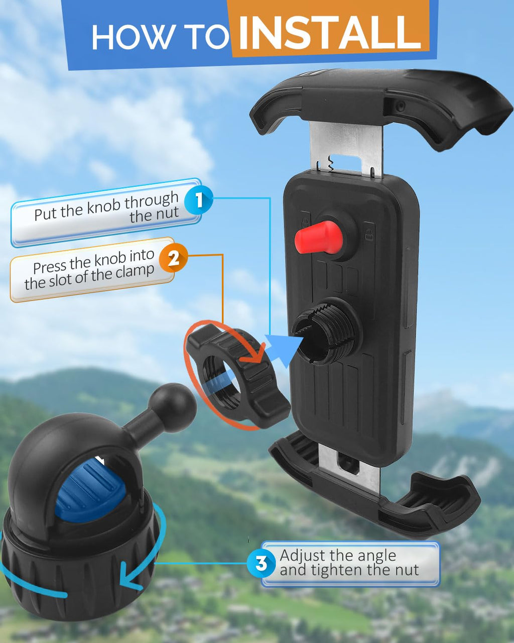 Victoper Bike Phone Holder, Motorcycle Handlebar Cell Phone Clamp, Motorcycle Phone Mount, Scooter Phone Clip for 5.5" to 6.7" Smartphones for Bicycle, Electrict Vehicle, Mountain Bike