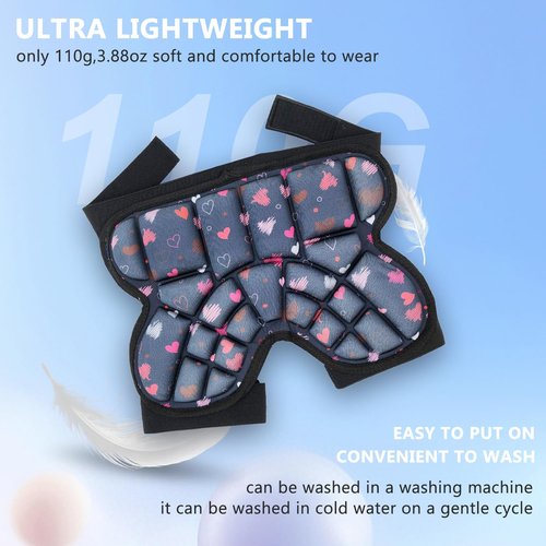 Natuway Kids Butt Pad for Skating Ski Snowboarding Roller Skate, Kids Hip Protector, Thickened Ski Butt Pad Padded Shorts for Winter Sports