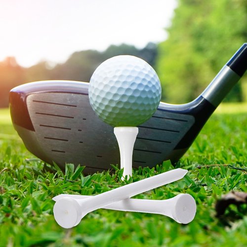 zisiueel 600 Pack Golf Tees Bulk Wooden Bamboo Tees Decoration for Men Women Clubs Golf Ball Theme Party Accessories School Supplies Reduce Friction Side Spin for Club (White,Solid)