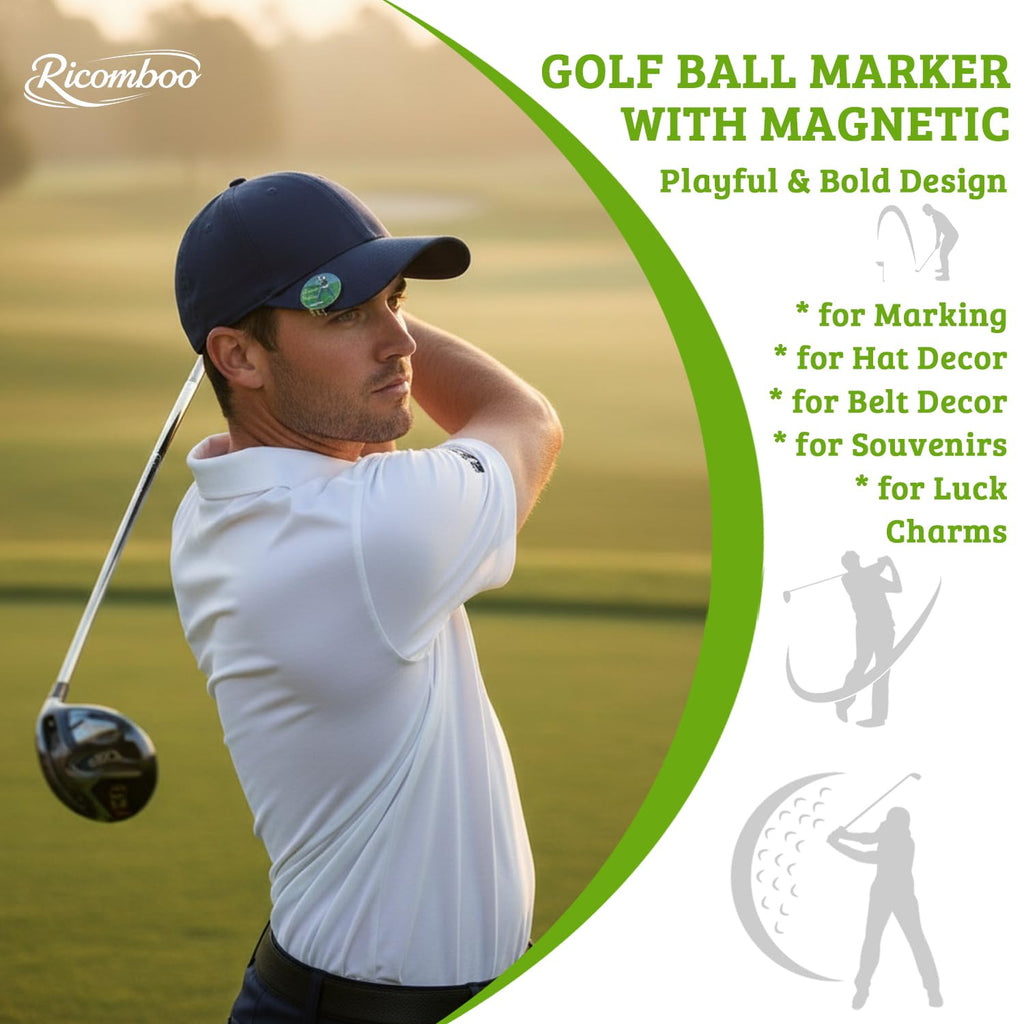 Ricomboo Golf Ball Marker with Magnetic Hat Clip, Funny Money Design Markers for Men & Women, Golf Accessories Gifts for Birthday, Father’s Day, Players, Golfer (4 PCS)