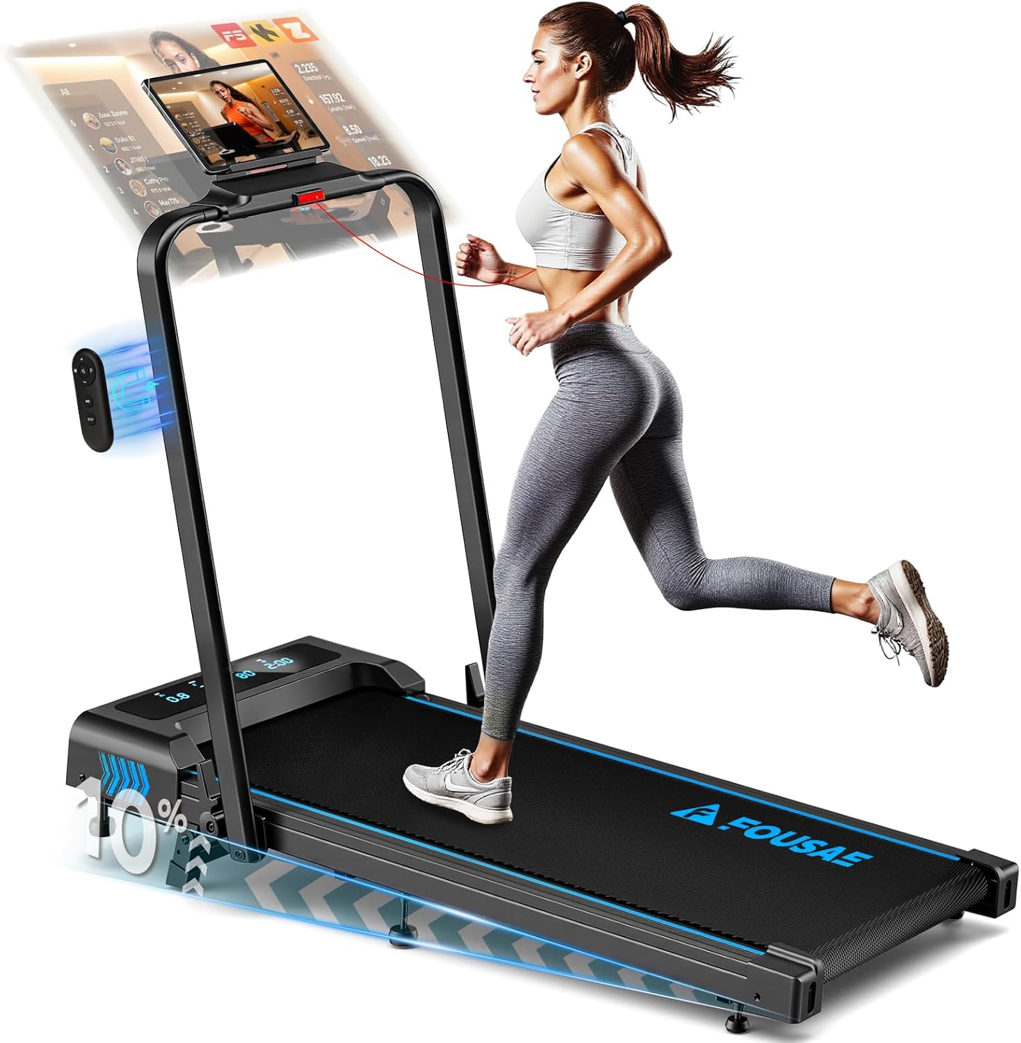 Skiennix Walking Pad Treadmill - 4-in-1 Under Desk Design with 10% Incline, 6.2MPH Speed, 350 LBS Capacity
