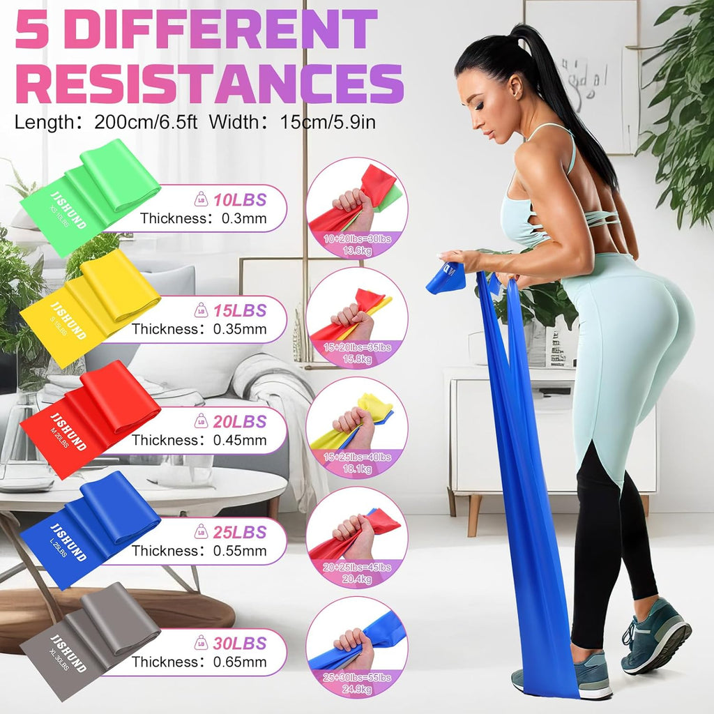 Skiennix Resistance Bands - Professional Elastic Stretch Bands for Yoga & Strength Training | 5 Pcs Set