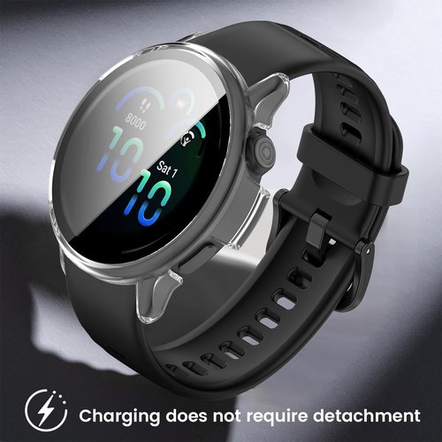Compatible with Garmin Vivoactive 6 Case, All-Around PC Cover + HD Tempered Glass Screen Protector for Garmin Vivoactive6 Smart Watch Accessories (Clear+Black+Blue+Silver+Green)