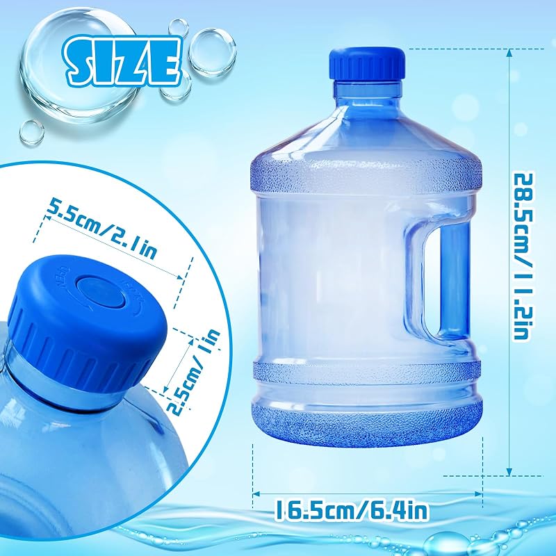 1 Gallon Water Bottle Twin Pack with Screw Cap and Handle