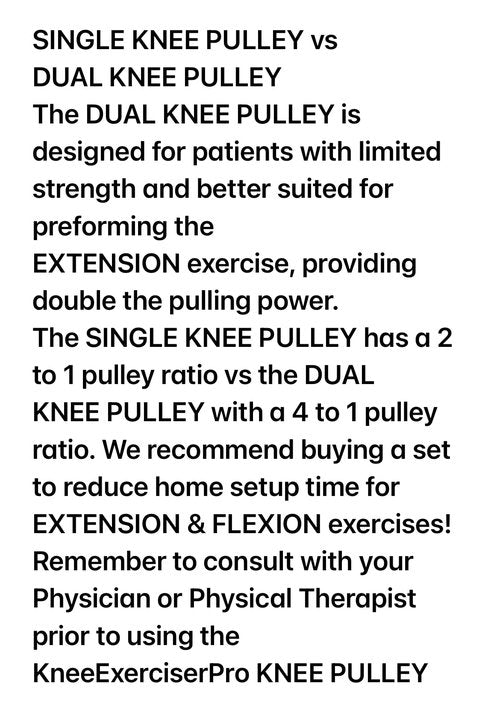 Knee Exerciser Pro-Single Knee Pulley: Best choice for post Knee Surgery therapy for preforming EXTENSION and FLEXION Exercises, TKA, ACL & Knee Contracture Rehab, POLEA DE RODILLA