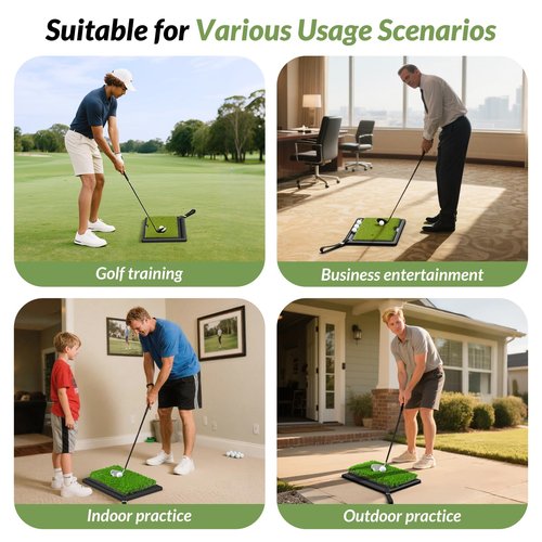 EAGLE WORK 2-in-1 Heavy Duty Golf Hitting Mat with Replaceable Turf, Ball Tray and Non-Slip Rubber Base for Realistic Indoor & Outdoor Golf Practice