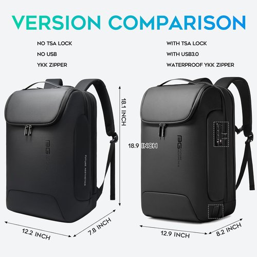 BANGE Anti-Theft Backpack with USB Charging Port for Men, 17.3 Inch Business Laptop Backpack, TSA Approved Lock & Waterproof Zippers, Large Travel Computer Bag
