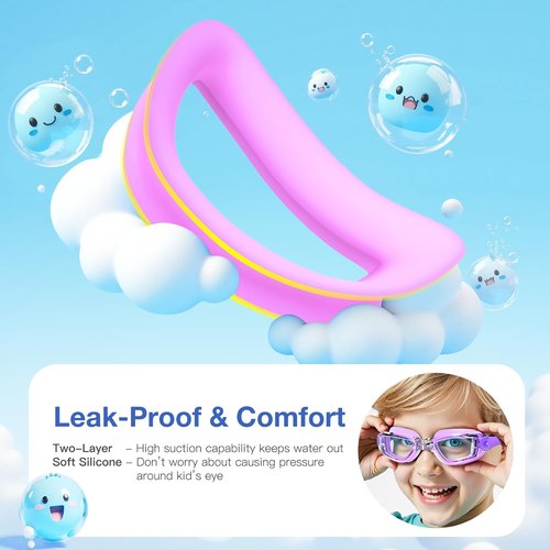 Braylin Kids Swim Goggles - 2-Pack Adjustable Swimming Goggles for Boys & Girls | Perfect for Pool Fun