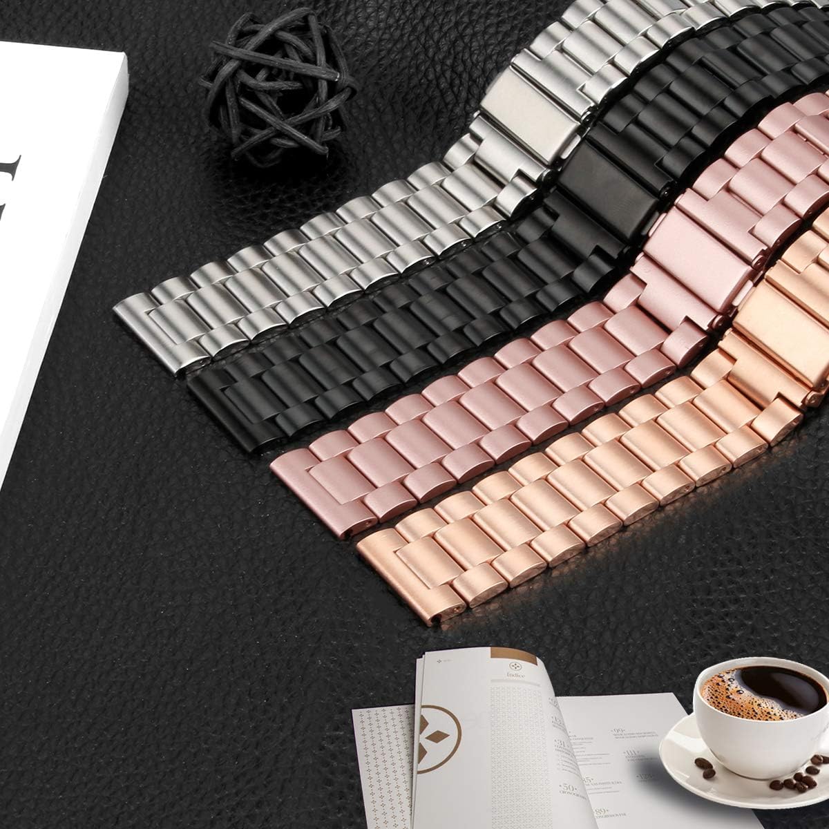RuenTech Metal Band - Adjustable Stainless Steel Replacement Strap for FITVII HM57 Smart Watch