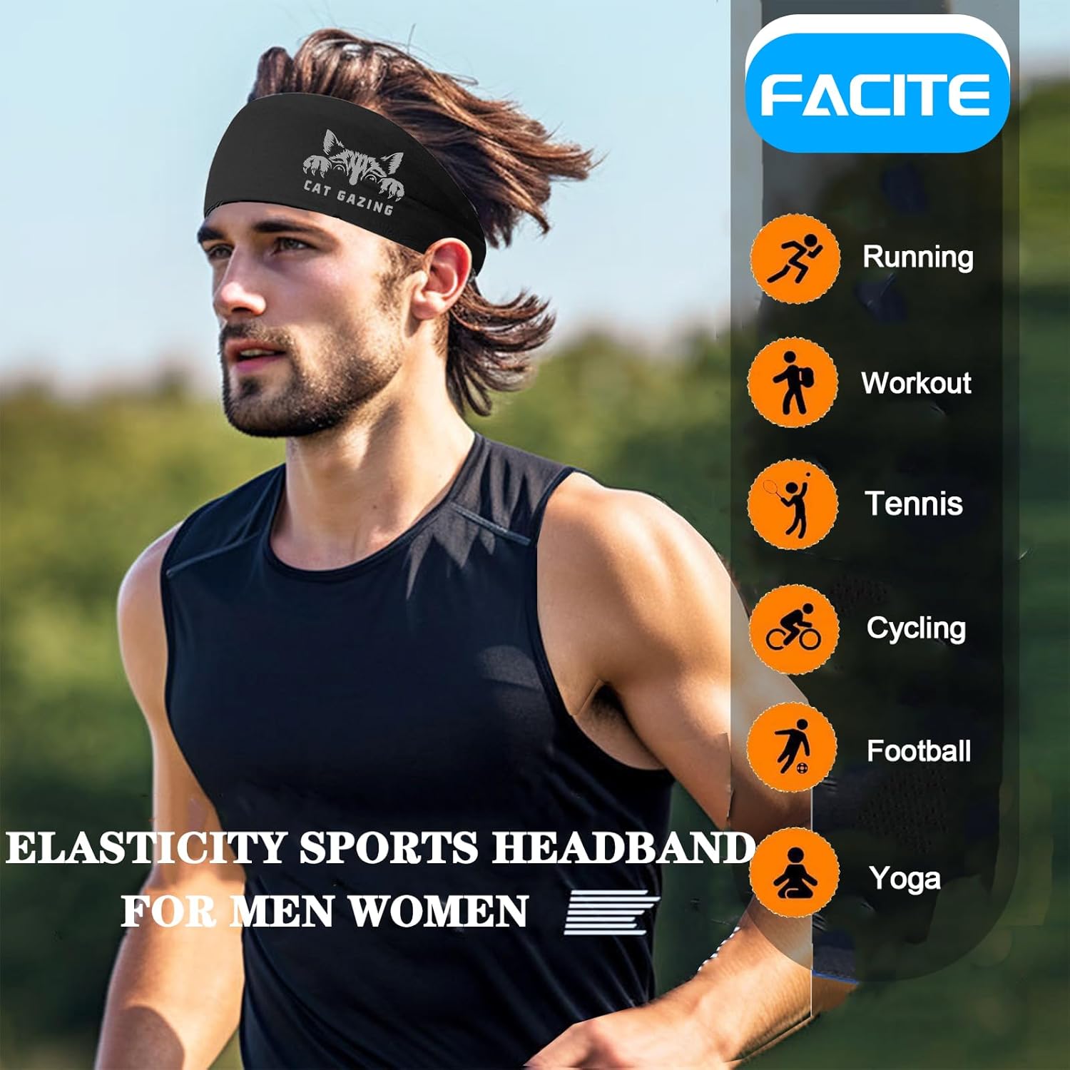 Skiennix 3-Piece Men's Sports Headbands - Sweat-Absorbent Workout Gear for Running | Black