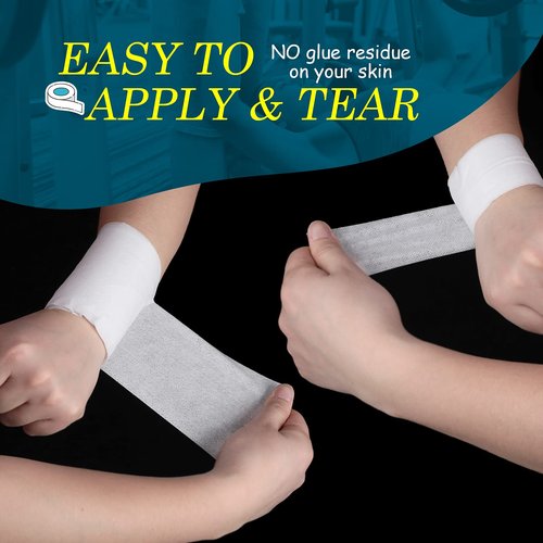4 Rolls Non-Woven Cover Stretch Tape Breathable Non-Woven Tape Protective Adhesive Bandage Roll Film, 2 Inch x 5.47 Yard, 4 inch x 5.47 Yard