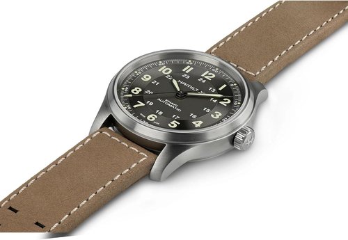 Hamilton Khaki Field Titanium Automatic Men's Watch - 42mm Swiss Made, Black Dial, 100m Waterproof, Leather Strap